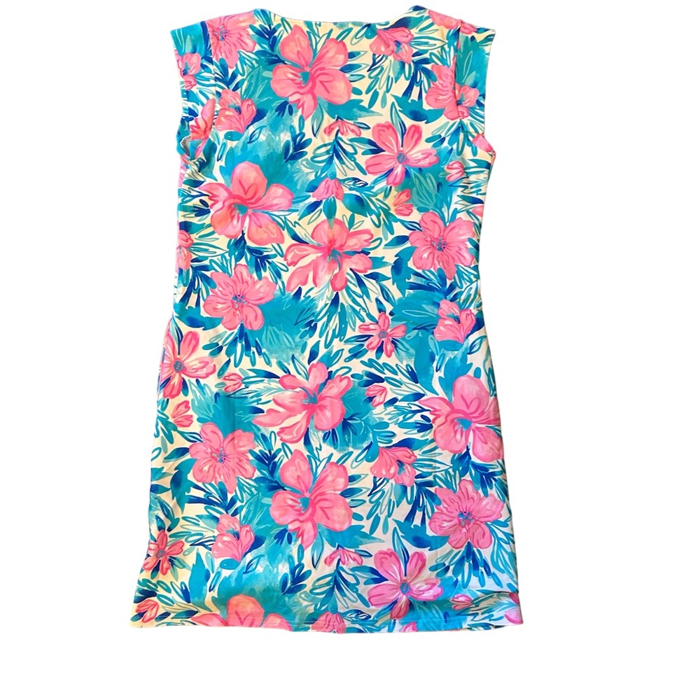 Aryeh Pink Blue Tropical Floral V-Neck Neckline Womens Small Dress‎ NWT